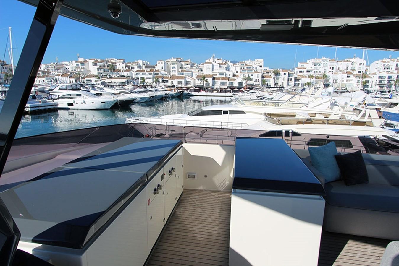 a view of a city from a boat aboard ANASSA A Yacht for Sale