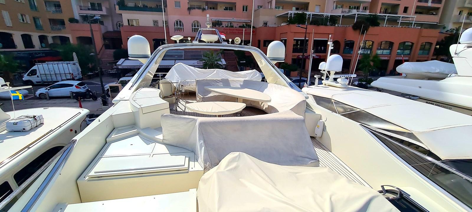 a white convertible car aboard RITAKI 7 Yacht for Sale