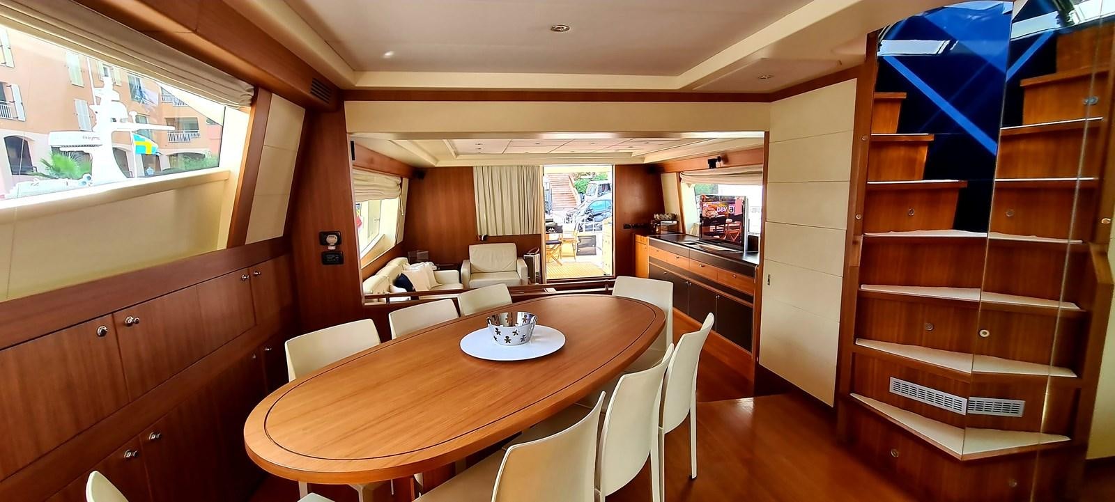 a dining table in a room aboard RITAKI 7 Yacht for Sale