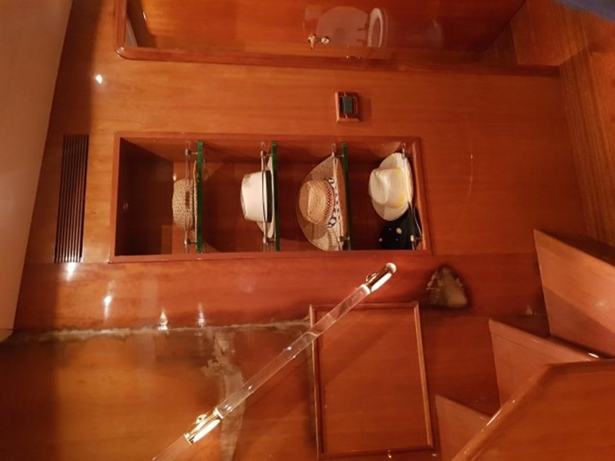 a bathroom with a mirror aboard BLUE DEEP Yacht for Sale