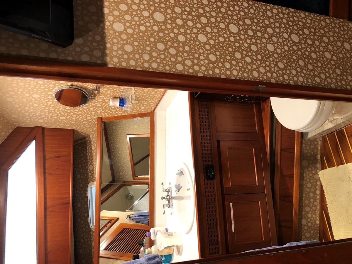 a room with a wallpaper aboard GOLDEN EAGLE Yacht for Sale