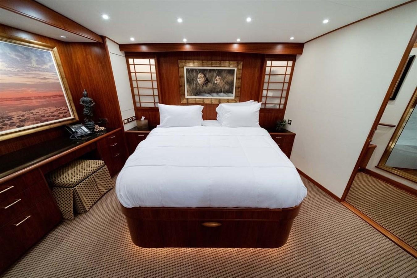 a large bed in a room aboard SILKY Yacht for Sale