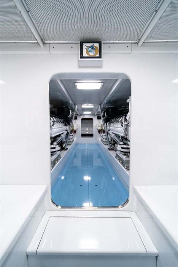 a hallway with a blue floor aboard SILKY Yacht for Sale