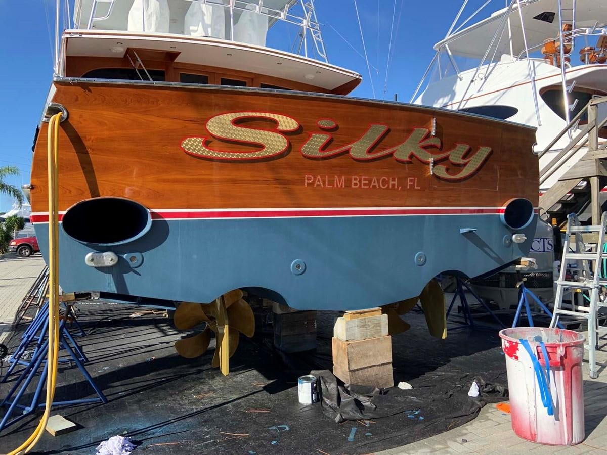 a large boat on display aboard SILKY Yacht for Sale