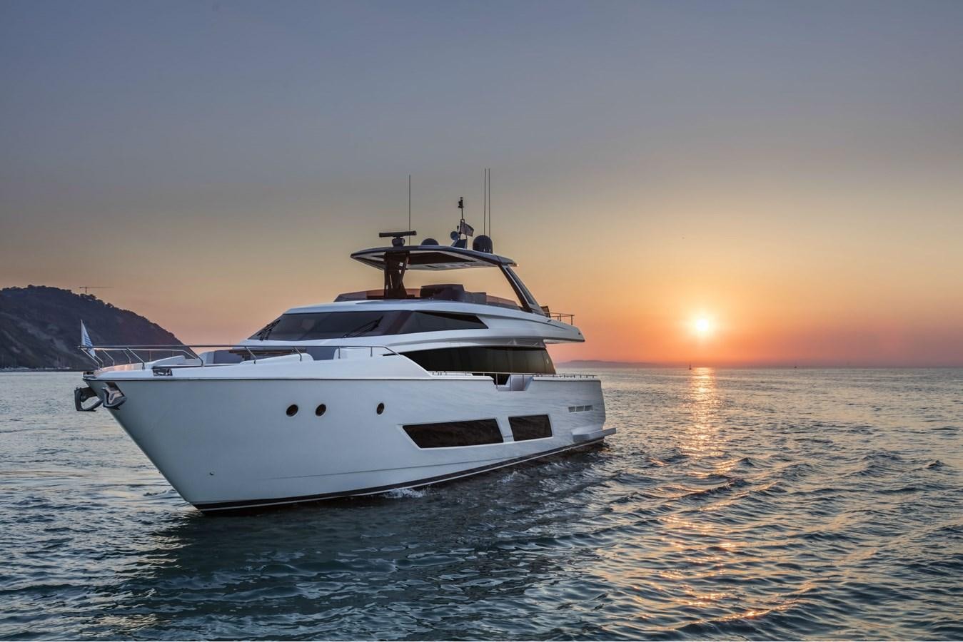 a boat in the water aboard FERRETTI YACHTS 850 HT  Yacht for Sale