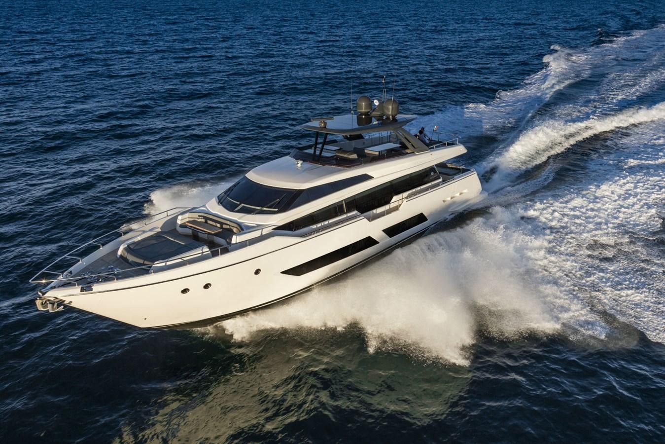 a boat on the water aboard FERRETTI YACHTS 850 HT  Yacht for Sale