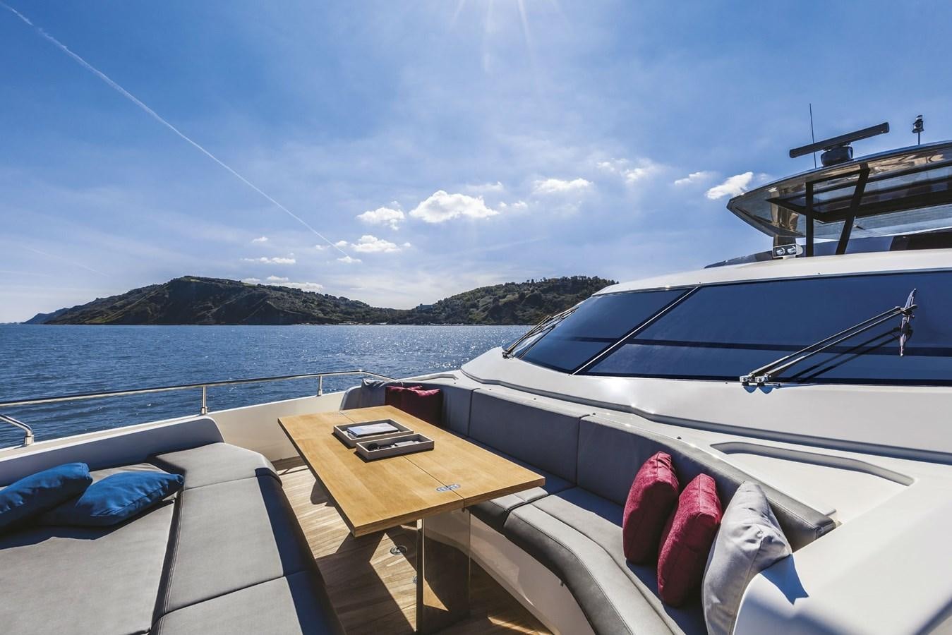 a boat on the water aboard FERRETTI YACHTS 850 HT  Yacht for Sale