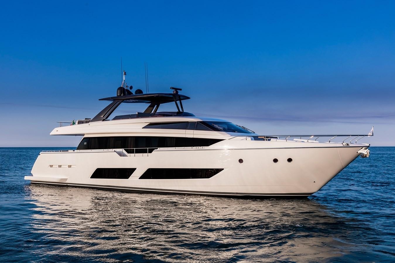 a white yacht in the water aboard FERRETTI YACHTS 850 HT  Yacht for Sale
