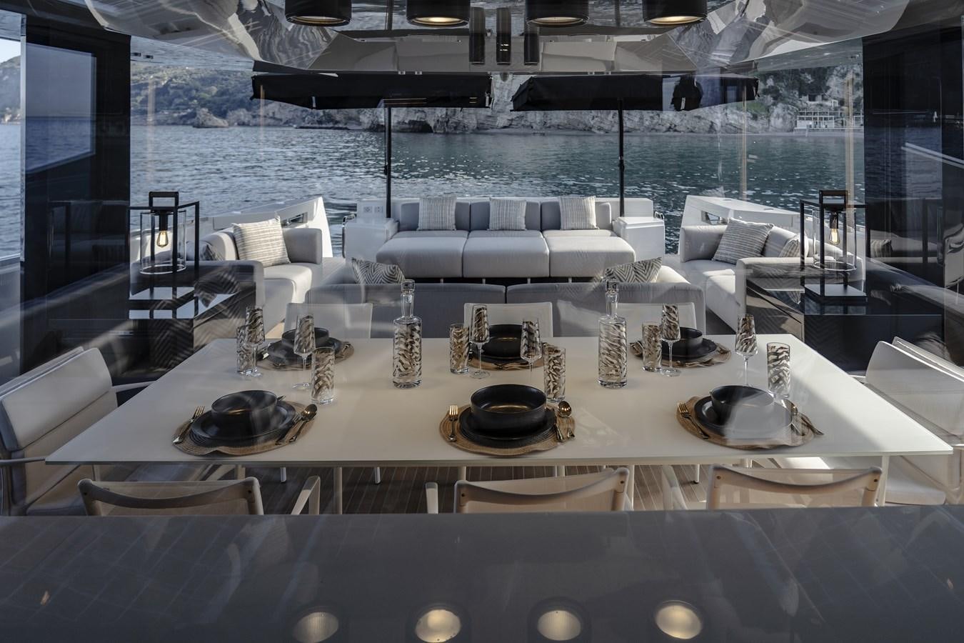 a large room with a large pool aboard ARCADIA A85 Yacht for Sale
