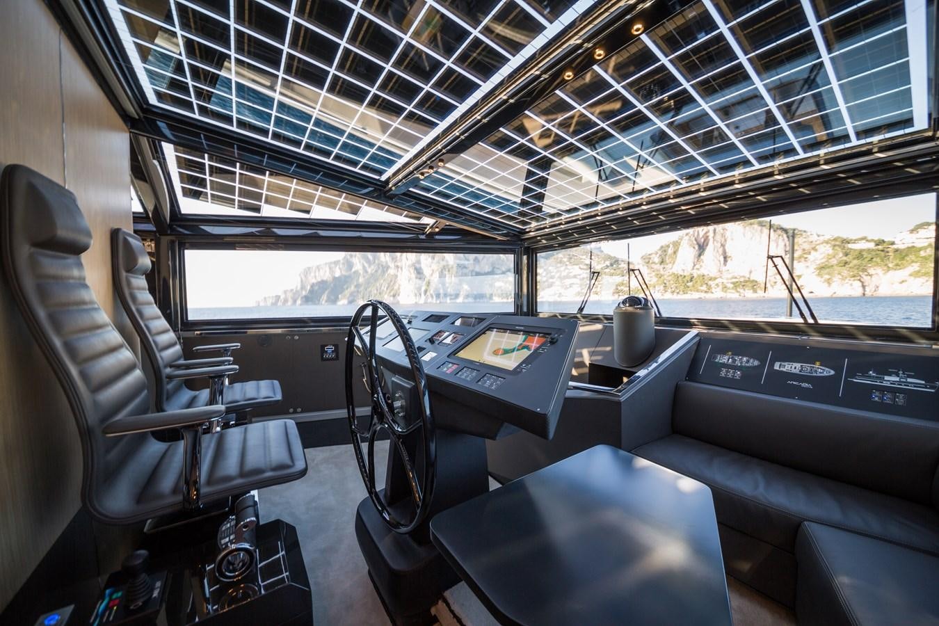 inside of a car aboard ARCADIA A85 Yacht for Sale