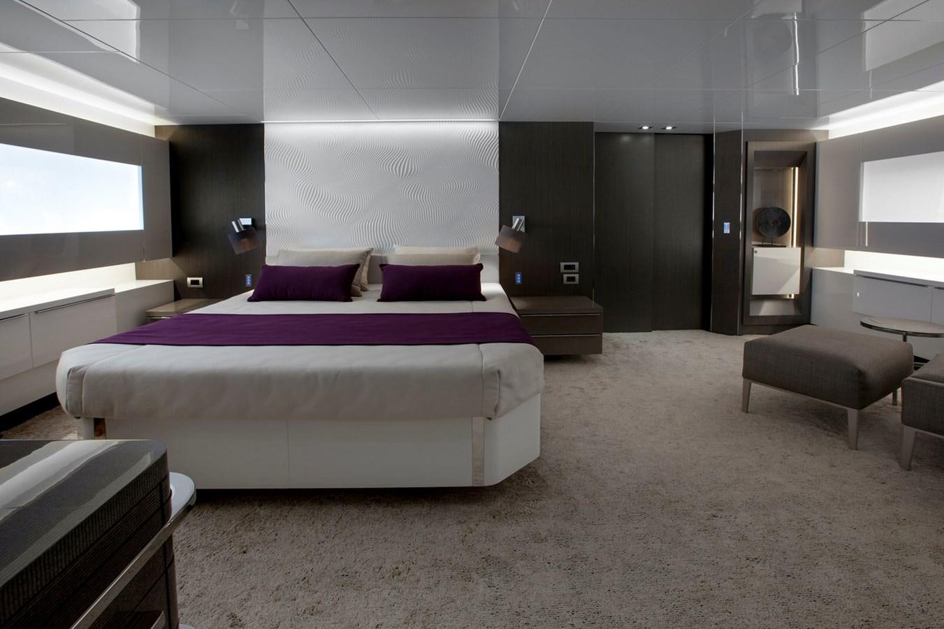 a large bed in a room aboard MARCELLO Yacht for Sale