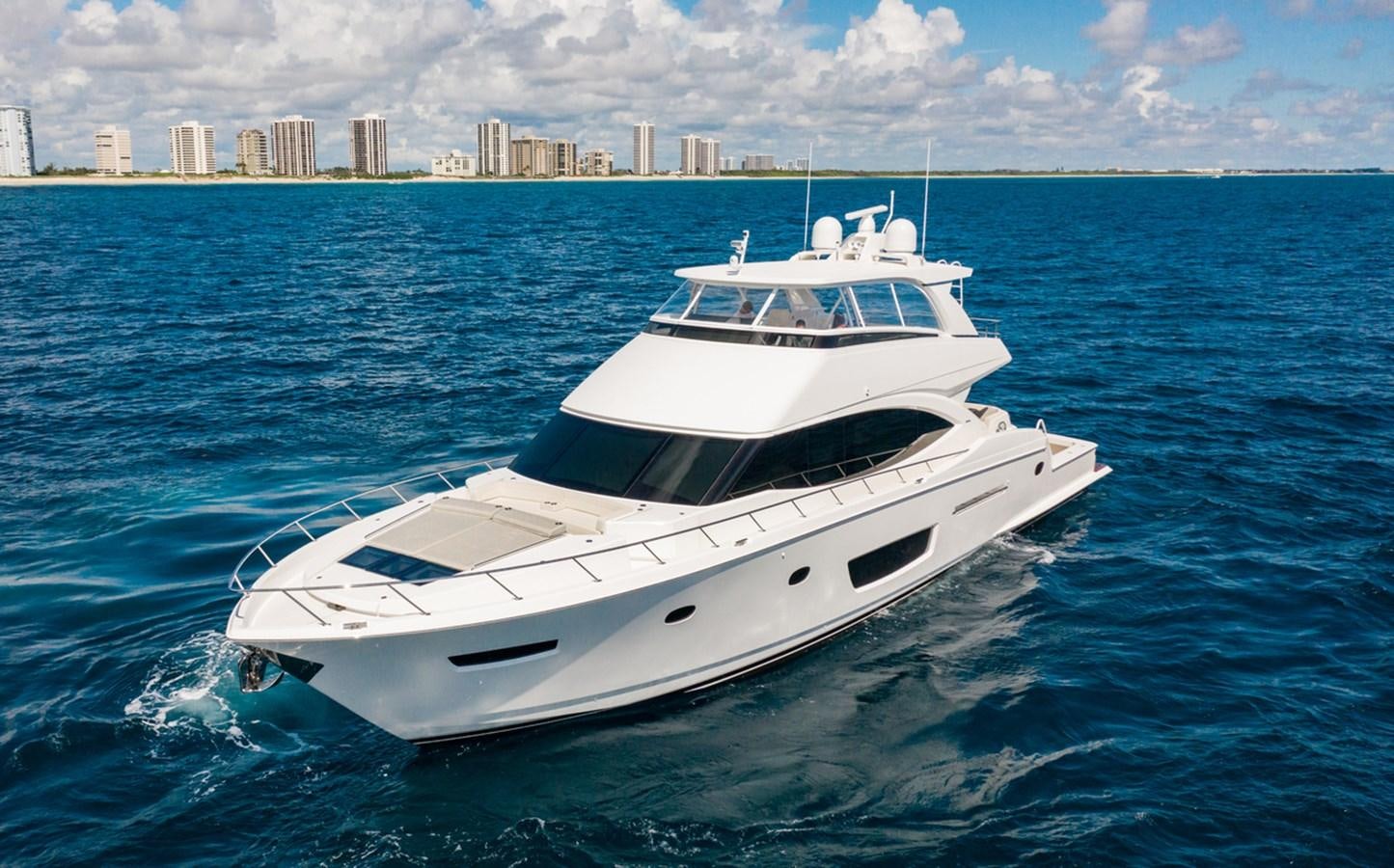 a white yacht in the water aboard NEW VIKING 82 COCKPIT MOTOR YACHT Yacht for Sale