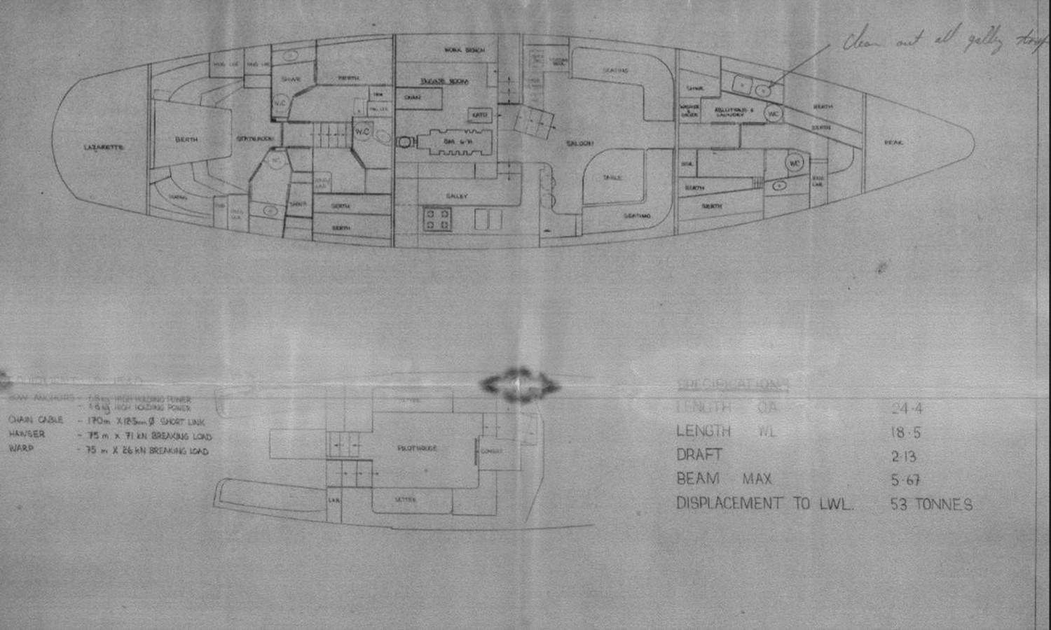 diagram, engineering drawing aboard SLOW DANCE Yacht for Sale