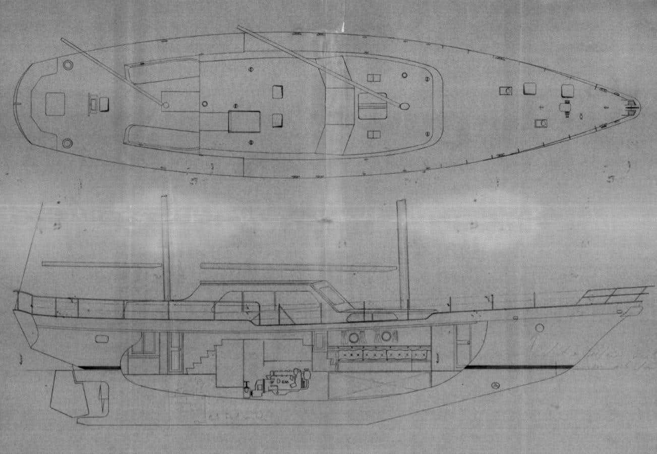 diagram, engineering drawing aboard SLOW DANCE Yacht for Sale