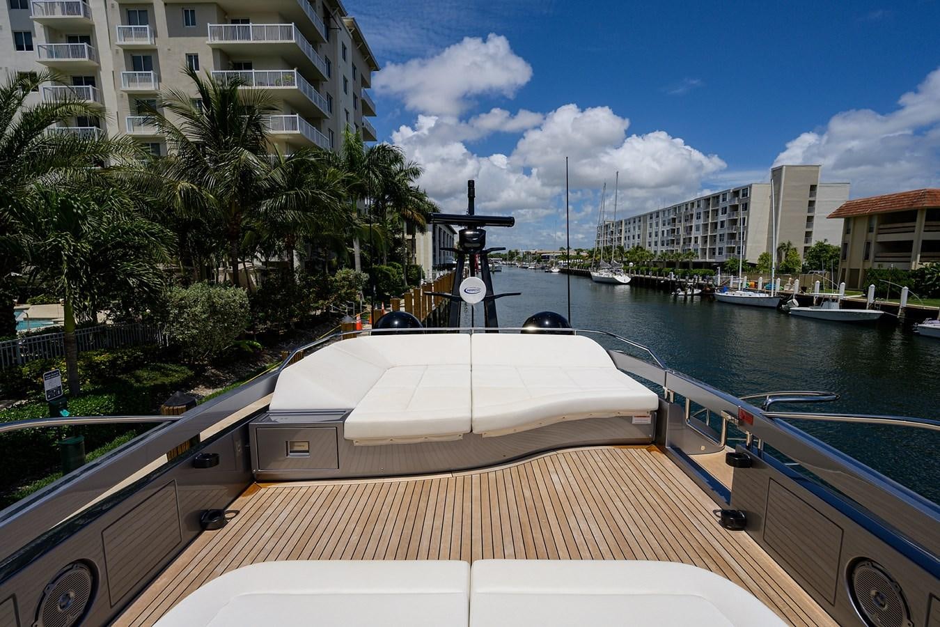 a deck with a boat on it aboard ON THE MOVE Yacht for Sale