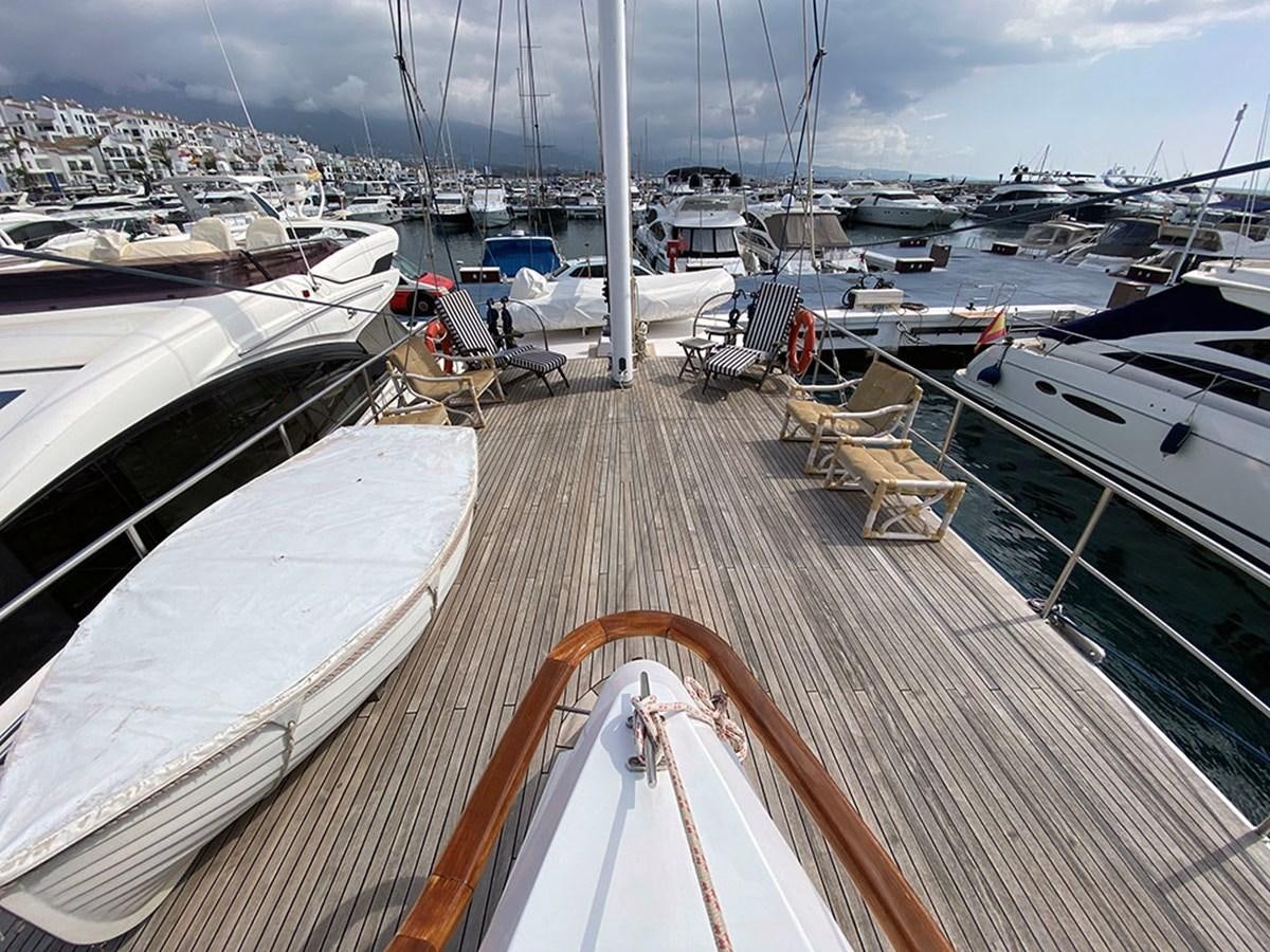 a boat dock with boats aboard COLUMBUS OF LYMINGTON Yacht for Sale