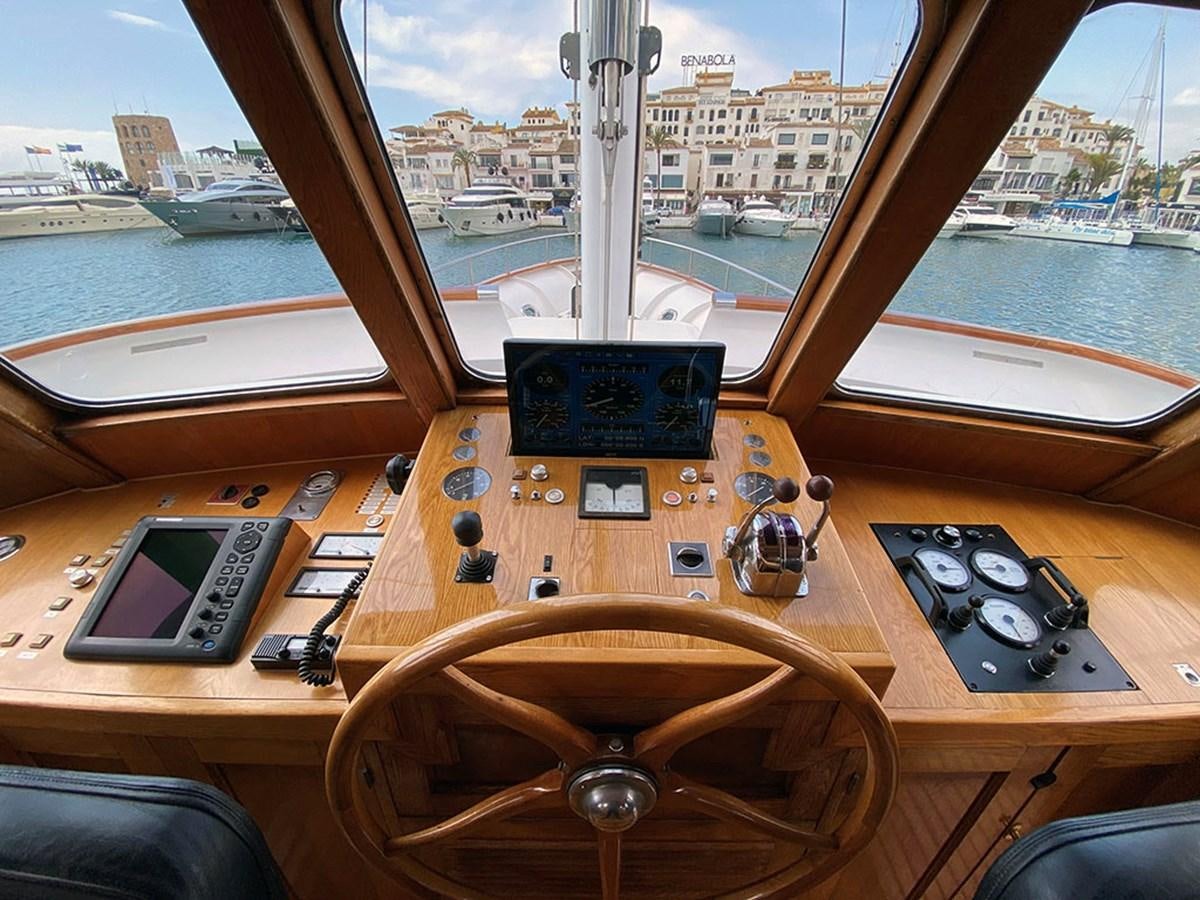 a table with electronics on it aboard COLUMBUS OF LYMINGTON Yacht for Sale