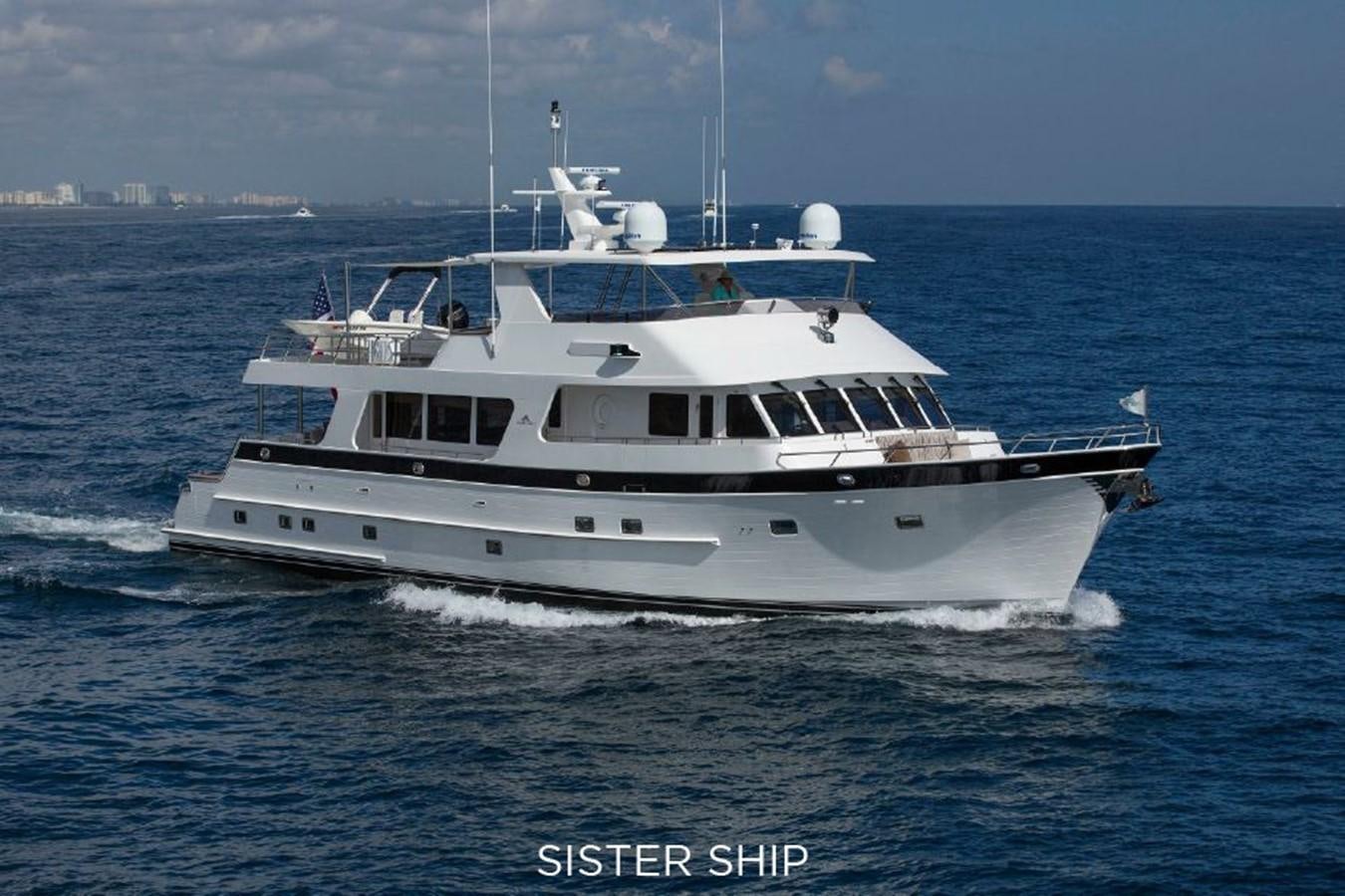 a white boat on the water aboard 820 CPMY Yacht for Sale