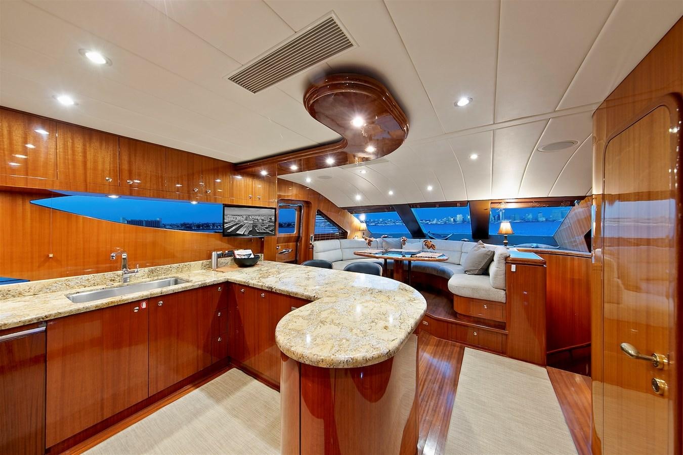 a large kitchen with a large island aboard PAPA'S PLACE Yacht for Sale