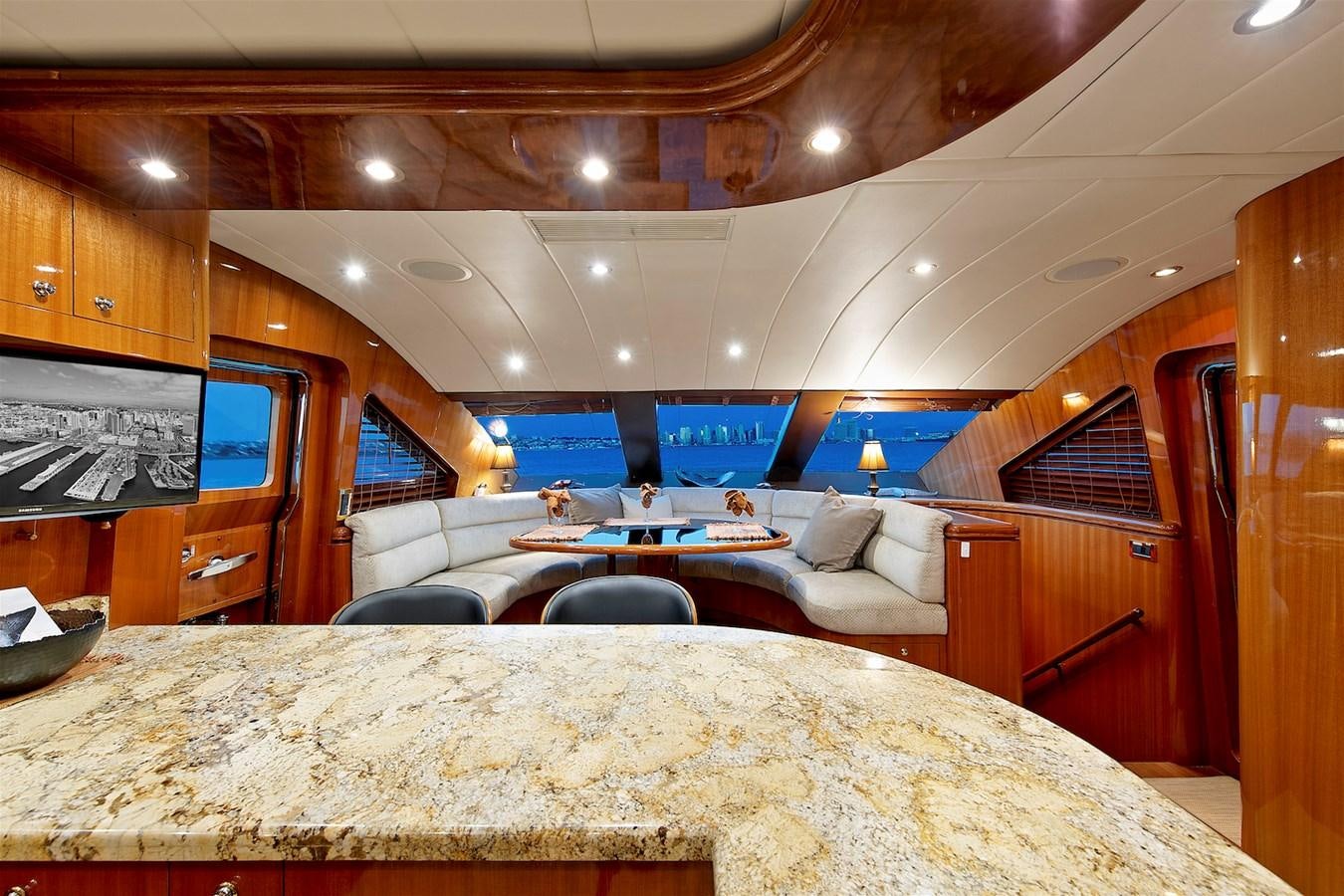 a room with a couch and a table aboard PAPA'S PLACE Yacht for Sale