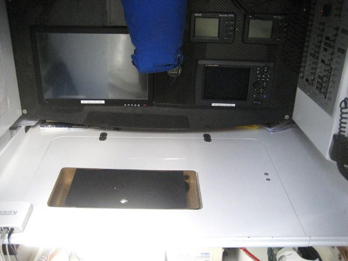 a computer with a black screen aboard ROTHMANS Yacht for Sale