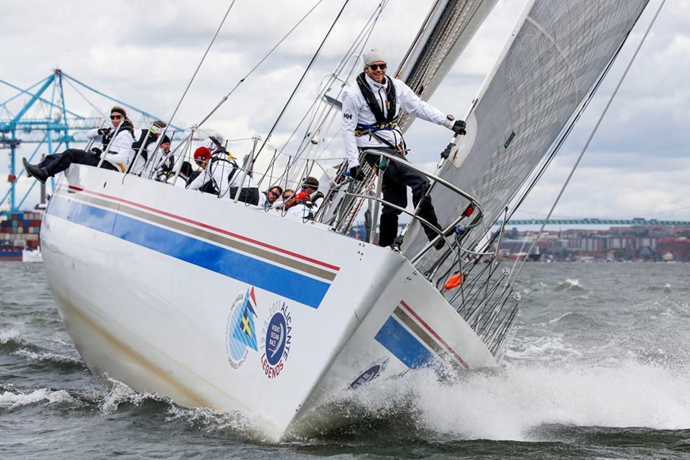 a group of people on a boat aboard ROTHMANS Yacht for Sale