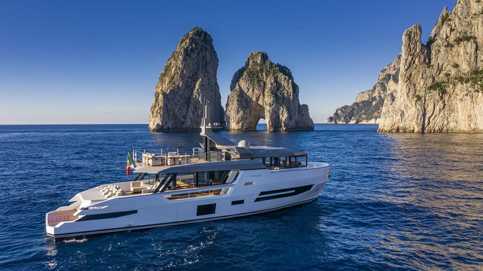 a boat in the water aboard ARCADIA SHERPA 80 Yacht for Sale