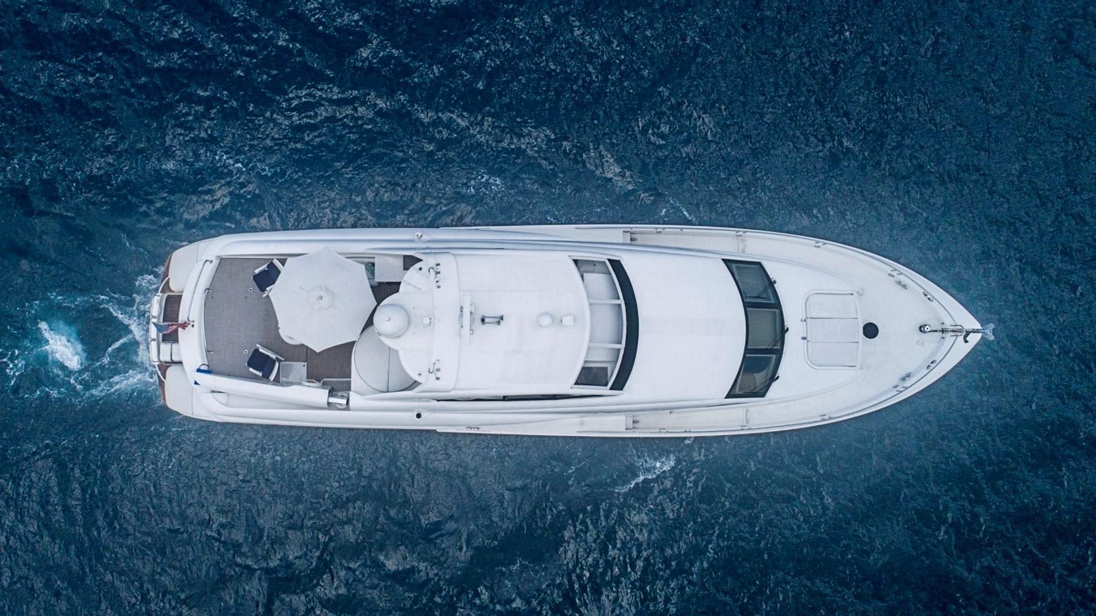 a white object with a hole in it in the middle of the ocean aboard RENDEZVOUS Yacht for Sale