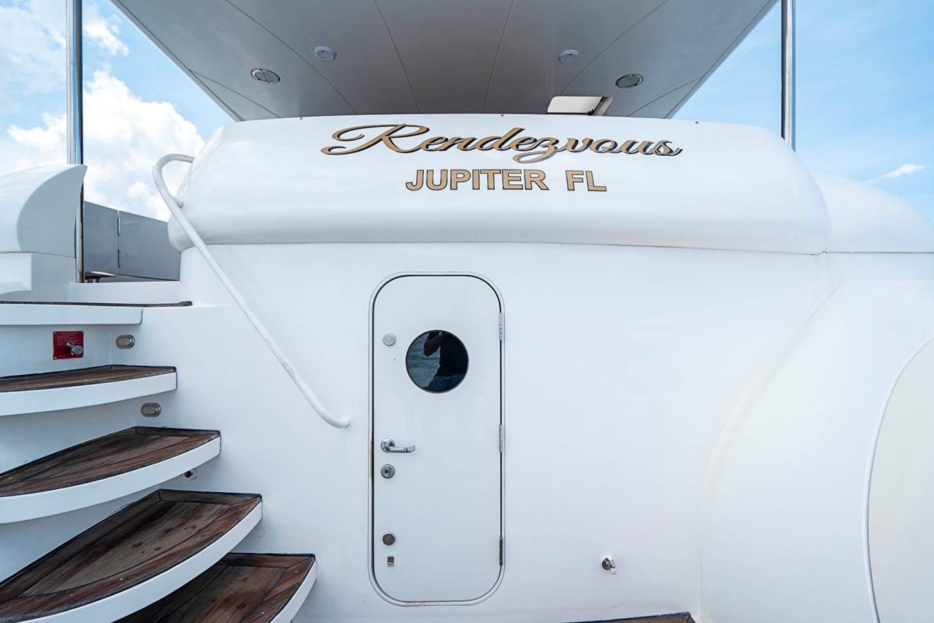 a white rectangular object with a black circle on it aboard RENDEZVOUS Yacht for Sale