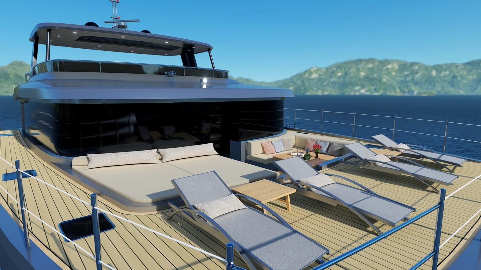 a large boat on a deck aboard HSY-80 Yacht for Sale