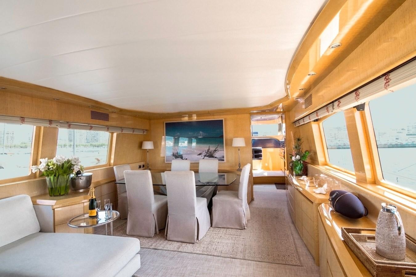 a living room with a large screen aboard ROSIQUE Yacht for Sale
