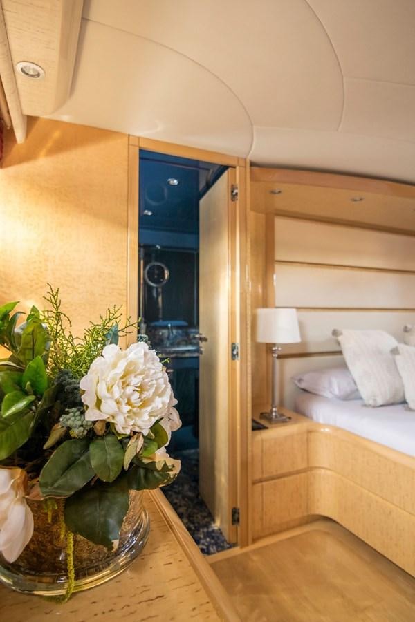 a bathroom with a blue shower unit aboard ROSIQUE Yacht for Sale