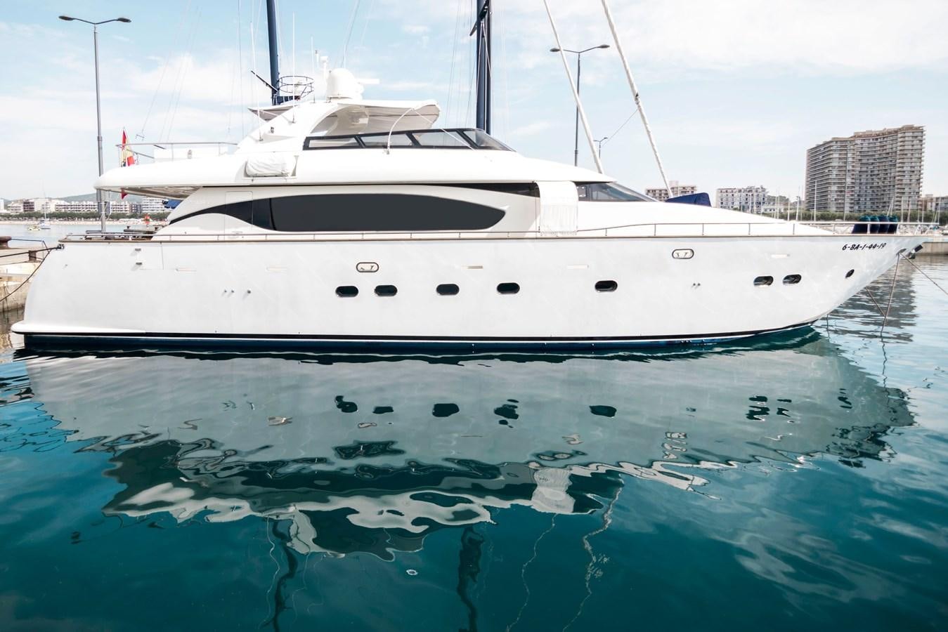 a white yacht in a body of water aboard ROSIQUE Yacht for Sale