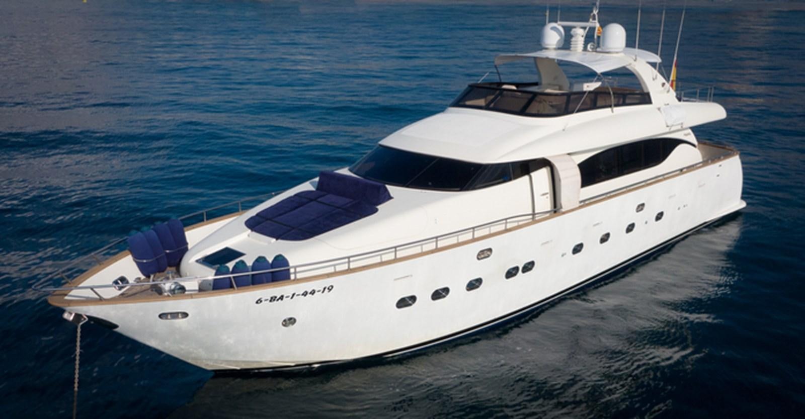 a white yacht on the water aboard ROSIQUE Yacht for Sale