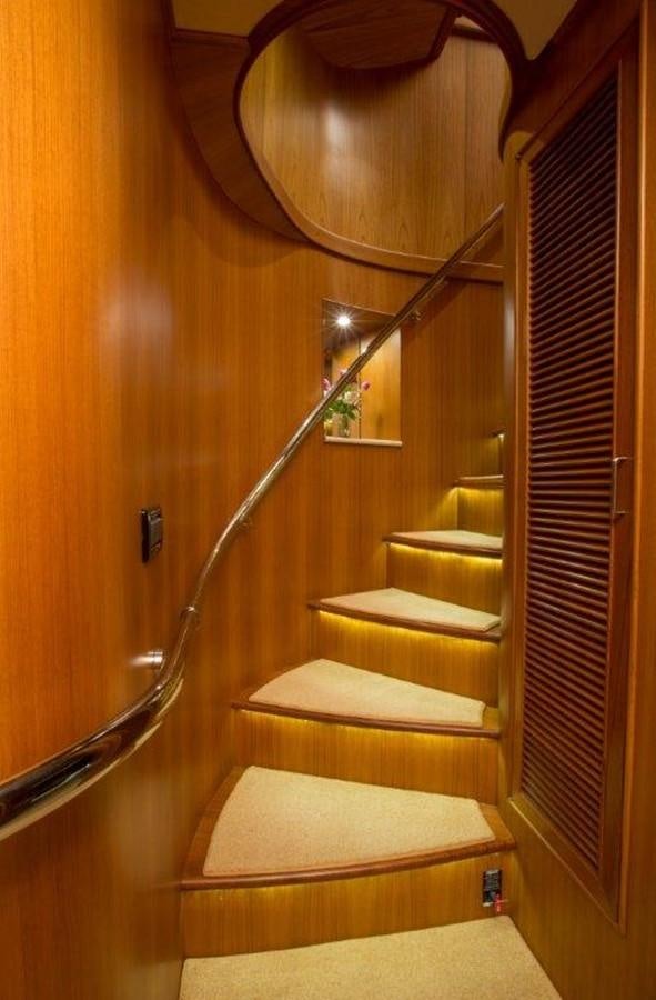 a set of stairs with a light aboard FLEMING 78 - NEW BUILD Yacht for Sale
