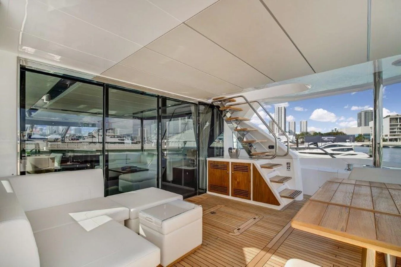 a modern house with glass walls aboard SOLAIRE Yacht for Sale
