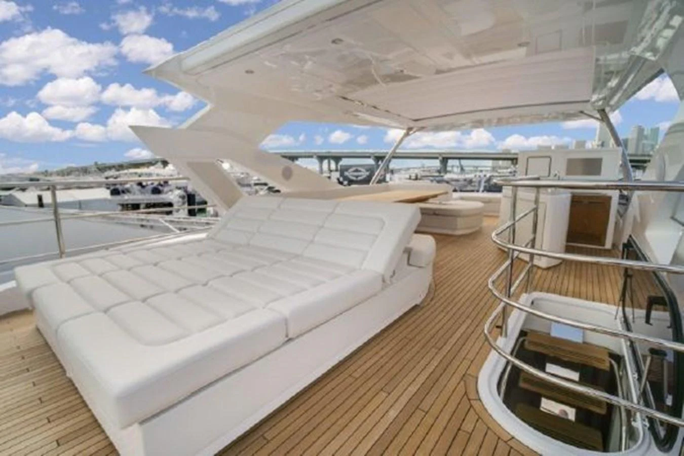 a deck with a large boat on it aboard SOLAIRE Yacht for Sale