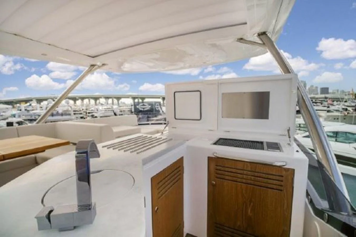 a boat with a laptop on it aboard SOLAIRE Yacht for Sale
