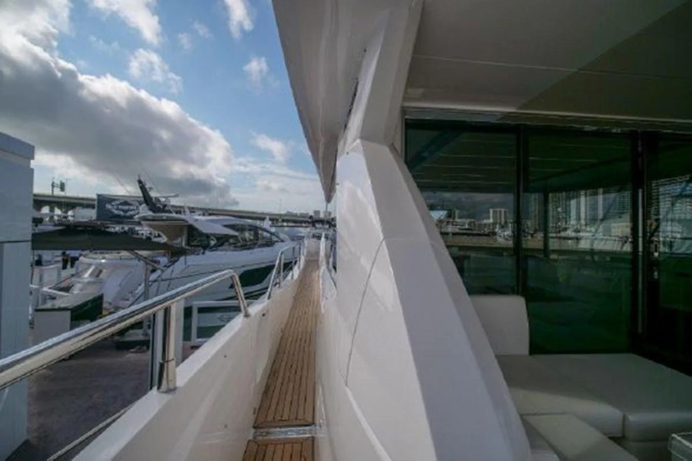 a view of an airport from the balcony of a building aboard SOLAIRE Yacht for Sale