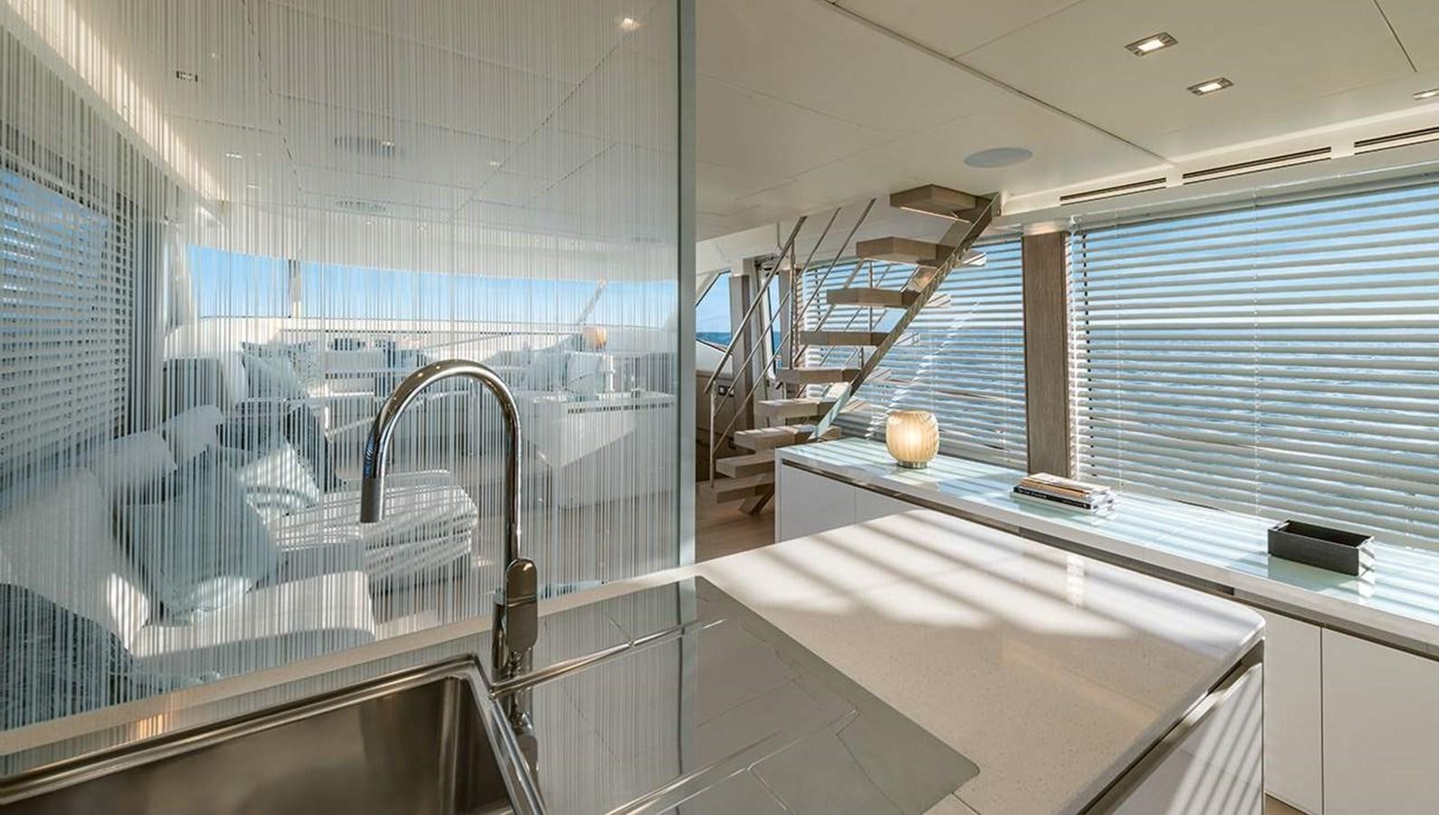 a room with a glass wall and a window aboard MONTE CARLO SKYLOUNGE  Yacht for Sale