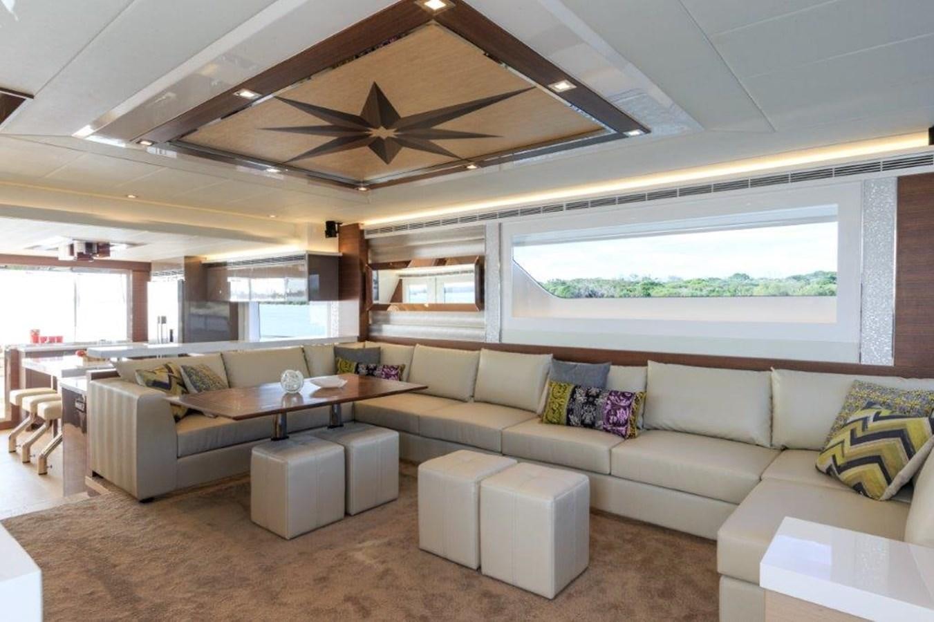 a living room with a large window aboard V72 (NEW BOAT SPEC)  Yacht for Sale