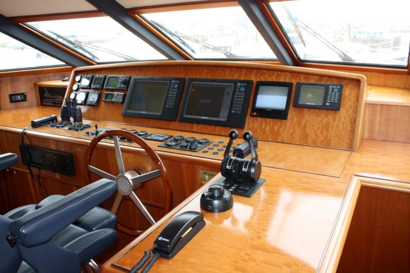 a room with many screens and electronics aboard BOADICEA Yacht for Sale