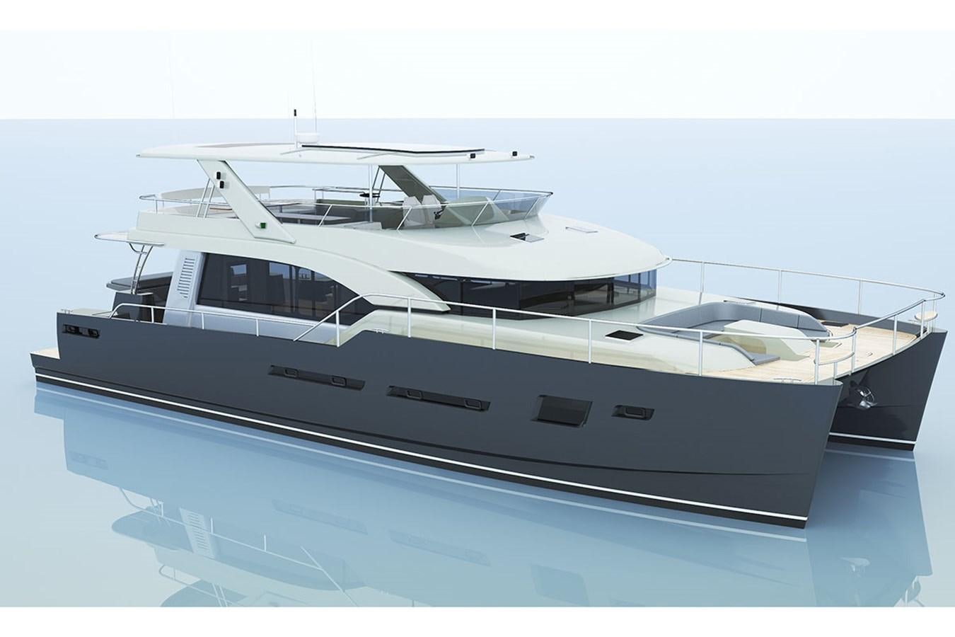 a white yacht with a black roof aboard H70 Yacht for Sale