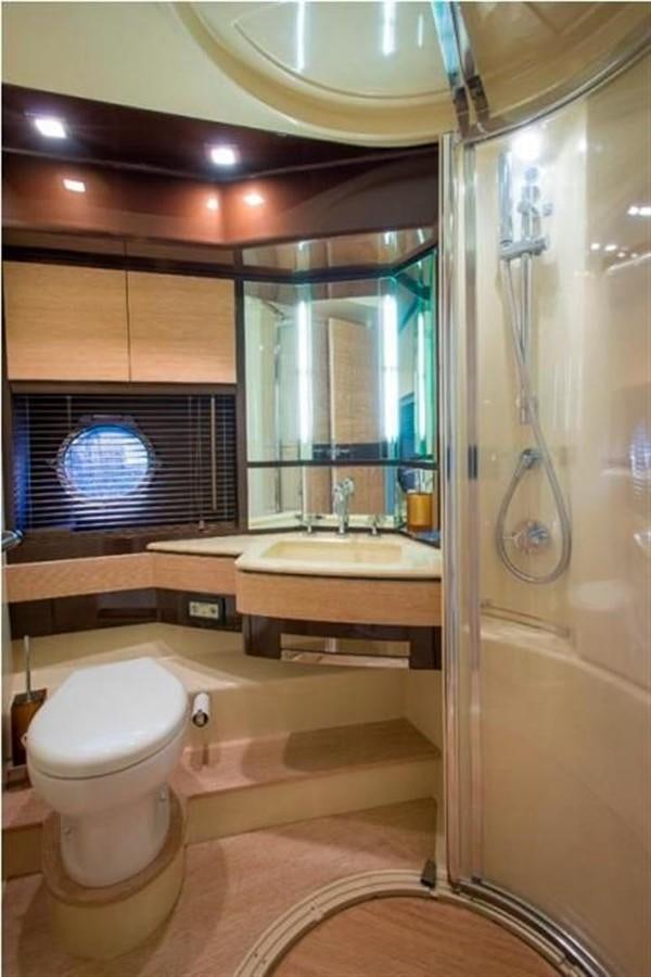 a bathroom with a glass shower aboard RAMAYA Yacht for Sale