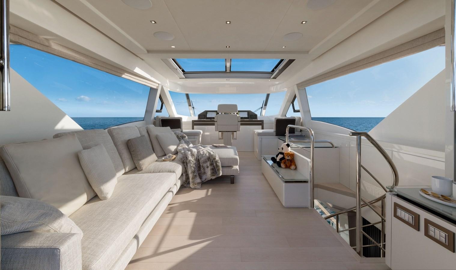 inside of a plane aboard MCY 70 SKYLOUNGE  Yacht for Sale