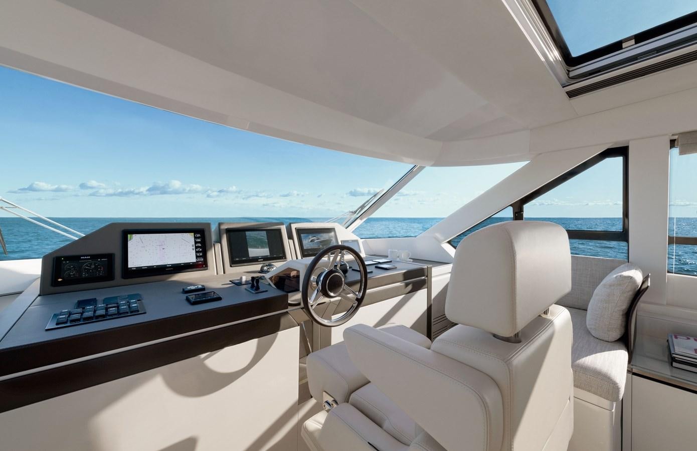 inside of a car aboard MCY 70 SKYLOUNGE  Yacht for Sale