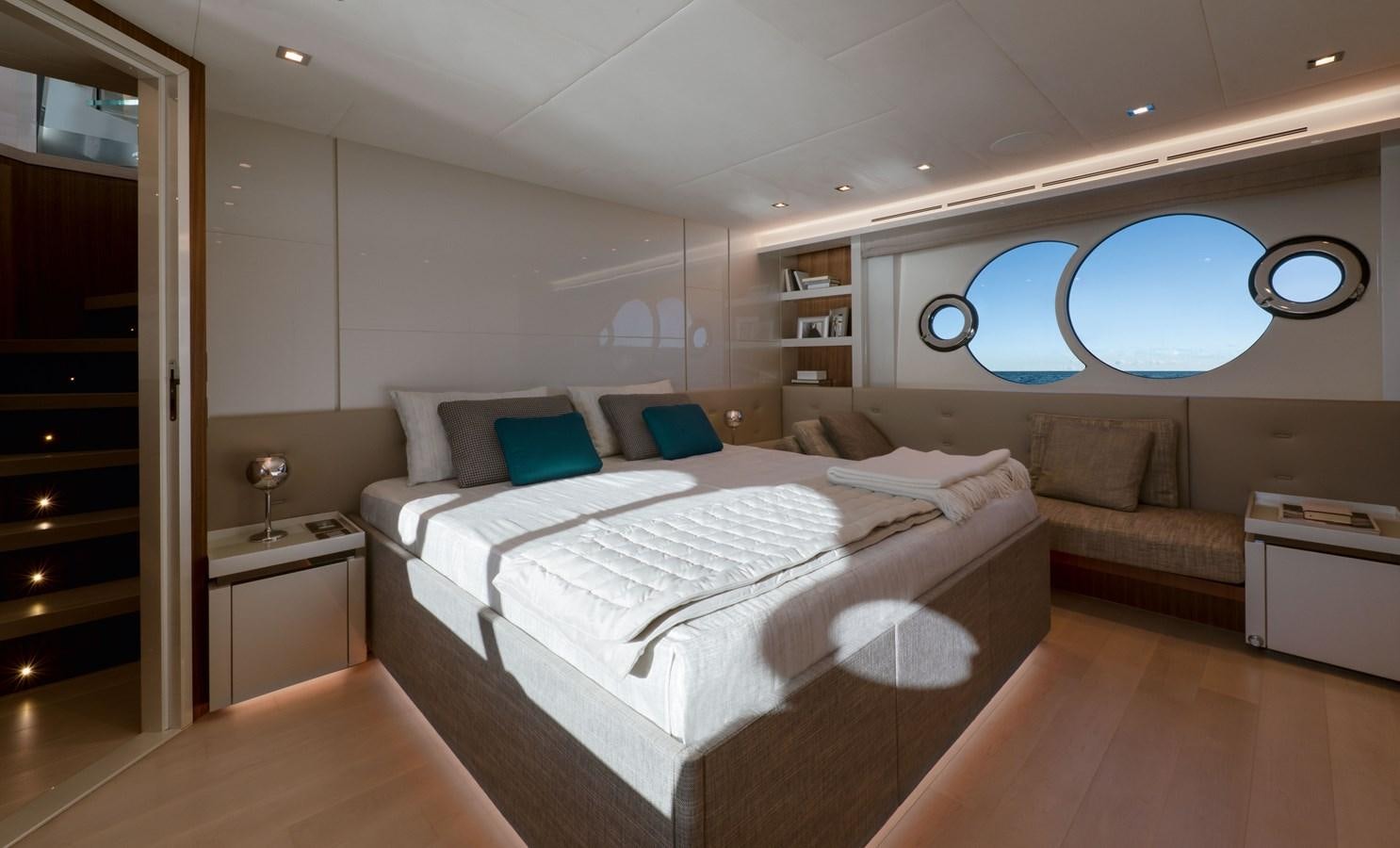 a bed in a room aboard MCY 70 SKYLOUNGE  Yacht for Sale
