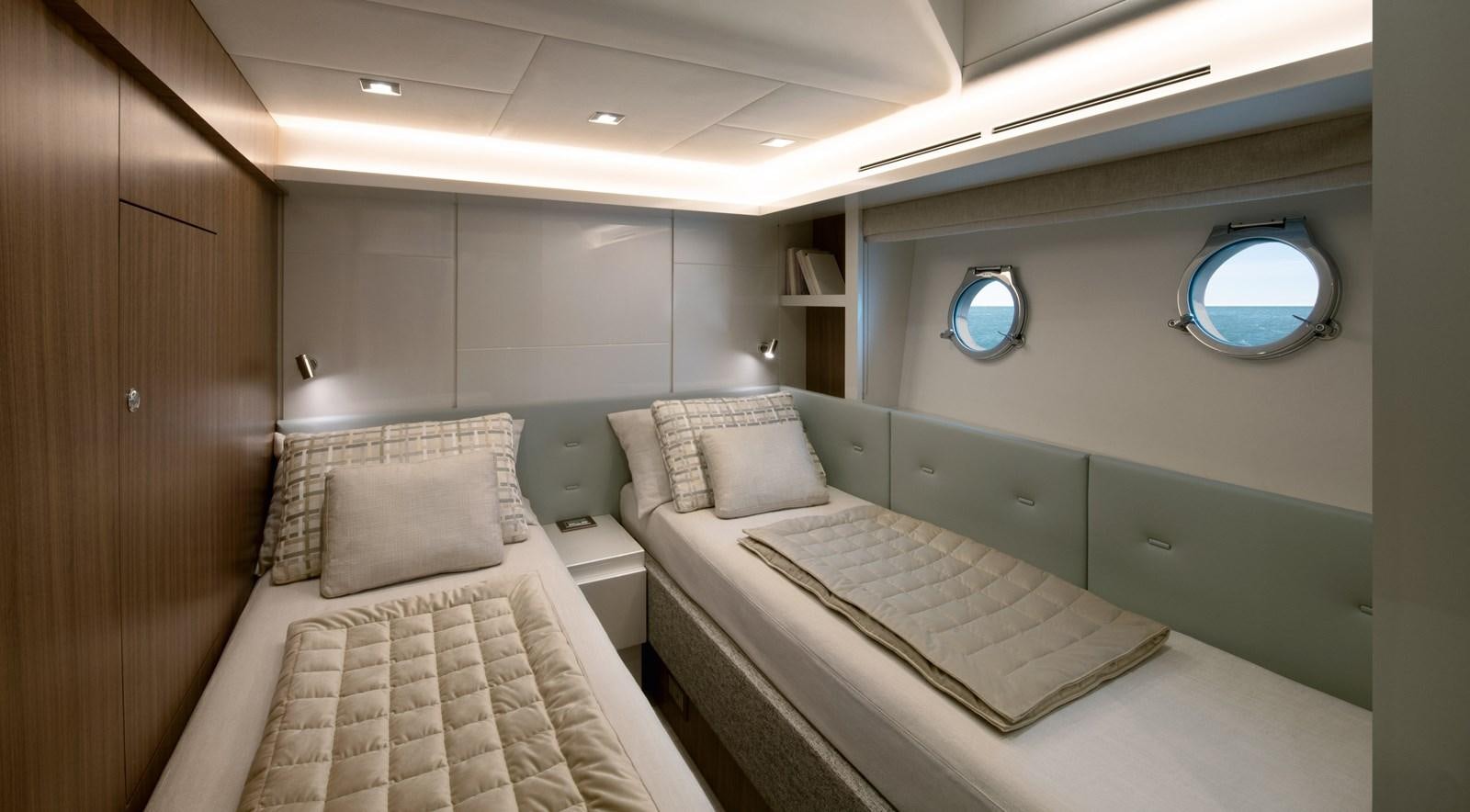 a room with two beds aboard MCY 70 SKYLOUNGE  Yacht for Sale