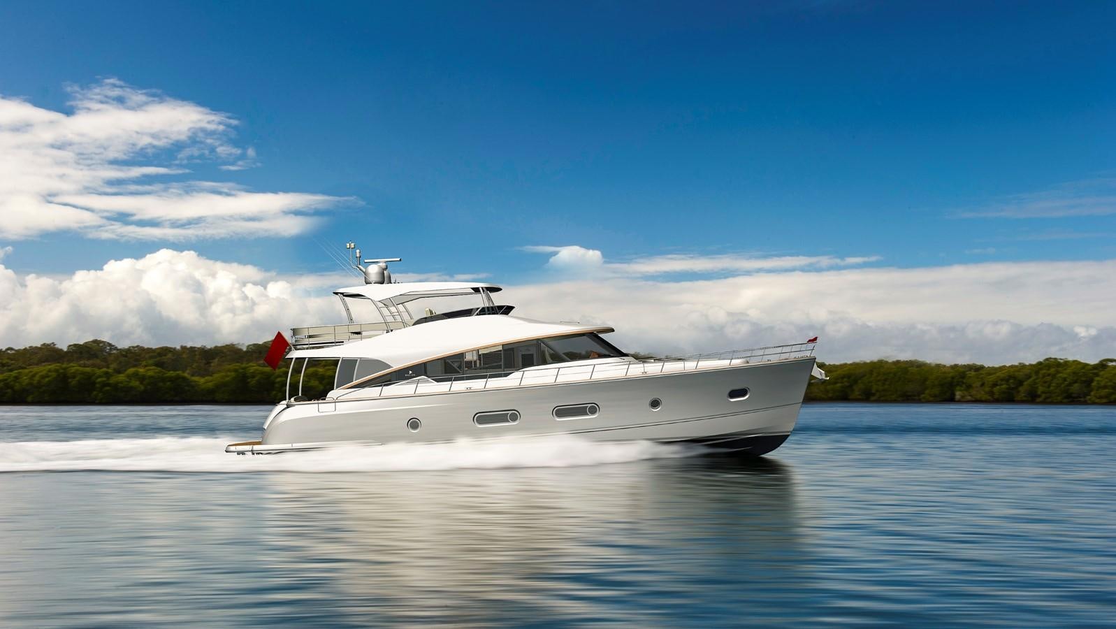 a boat on the water aboard BELIZE 66 DAYBRIDGE Yacht for Sale