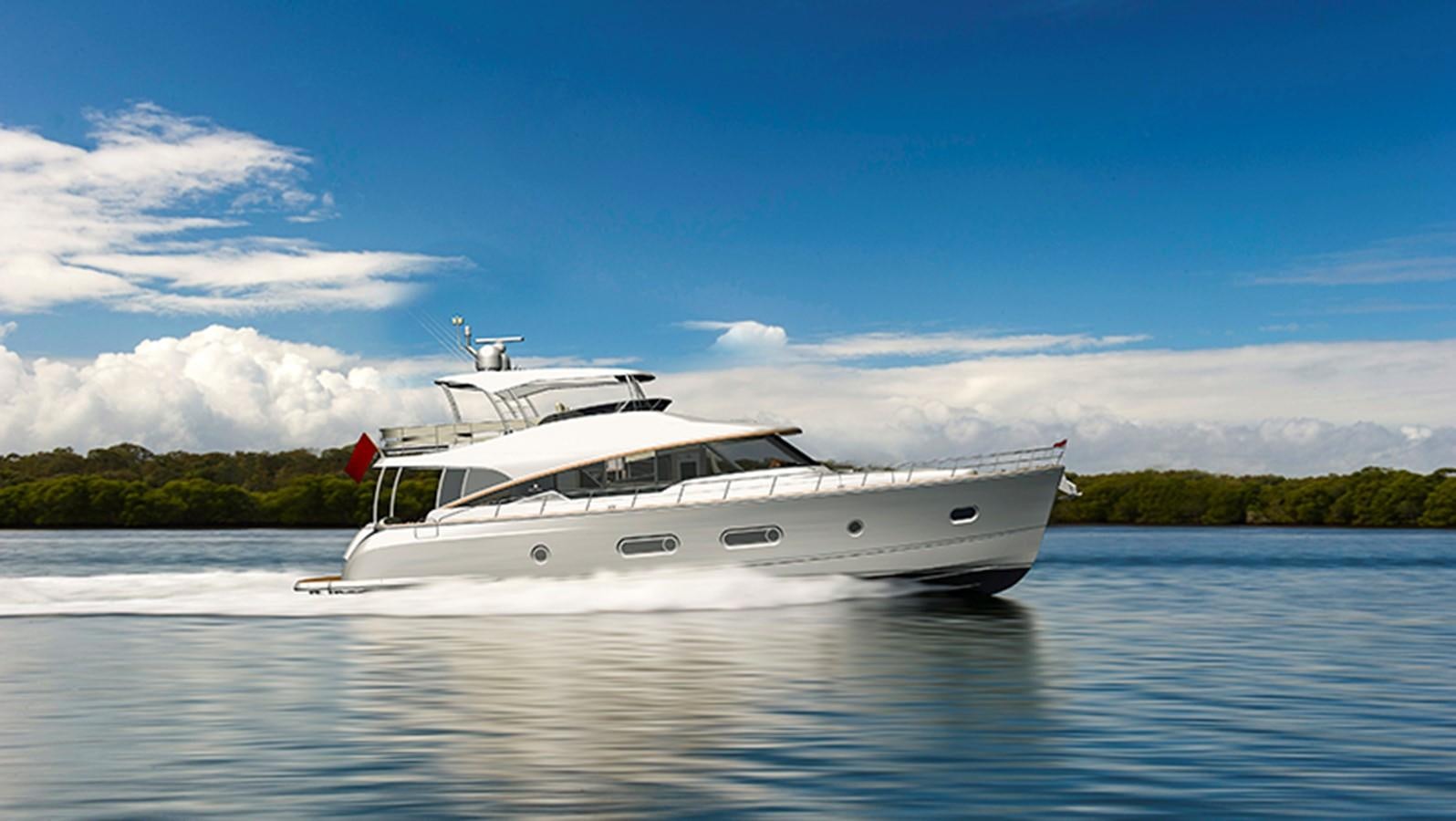 a boat on the water aboard BELIZE 66 DAYBRIDGE Yacht for Sale